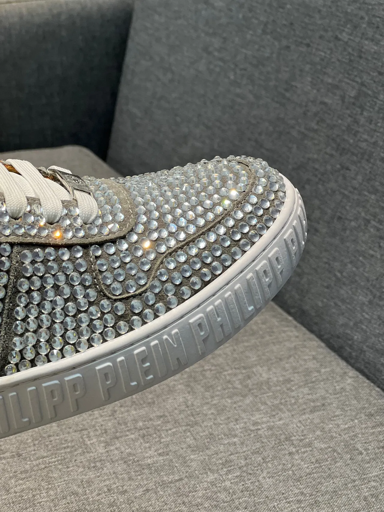Philipp Plein Crystal-Embellished White Silver Lifestyle Sneaker 4