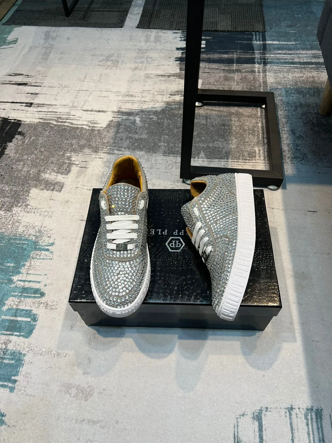 Philipp Plein Crystal-Embellished White Silver Lifestyle Sneaker 5