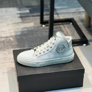 Philipp Plein High-Top Croc-Embossed White Lifestyle Sneakers