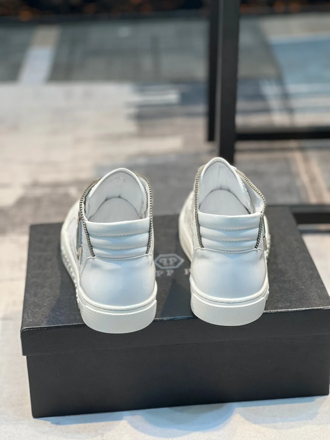 Philipp Plein 高帮鳄鱼压纹白色生活方式运动鞋 2