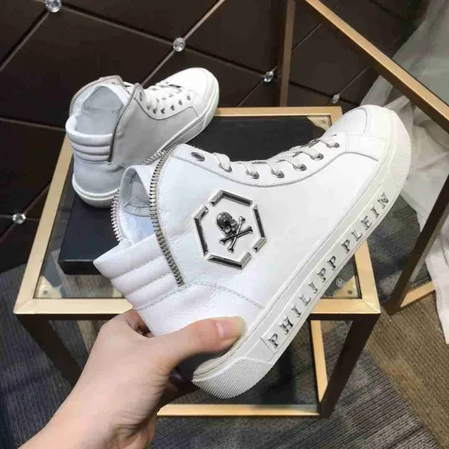 Philipp Plein हाई टॉप खुलि-प्रतীक सादा लाइफस्टाइल स्नीकर 3