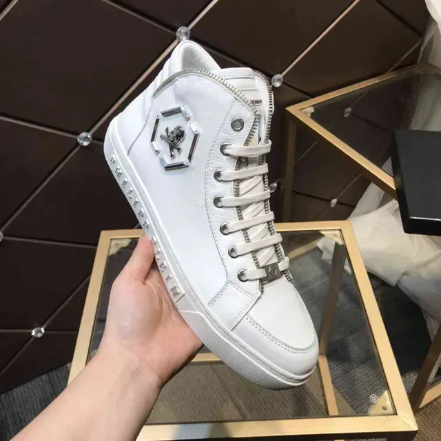 Philipp Plein हाई टॉप खुलि-प्रतীक सादा लाइफस्टाइल स्नीकर 9