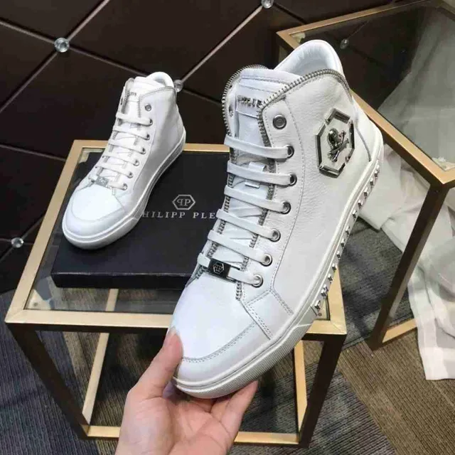 Philipp Plein हाई टॉप खुलि-प्रतীक सादा लाइफस्टाइल स्नीकर 10