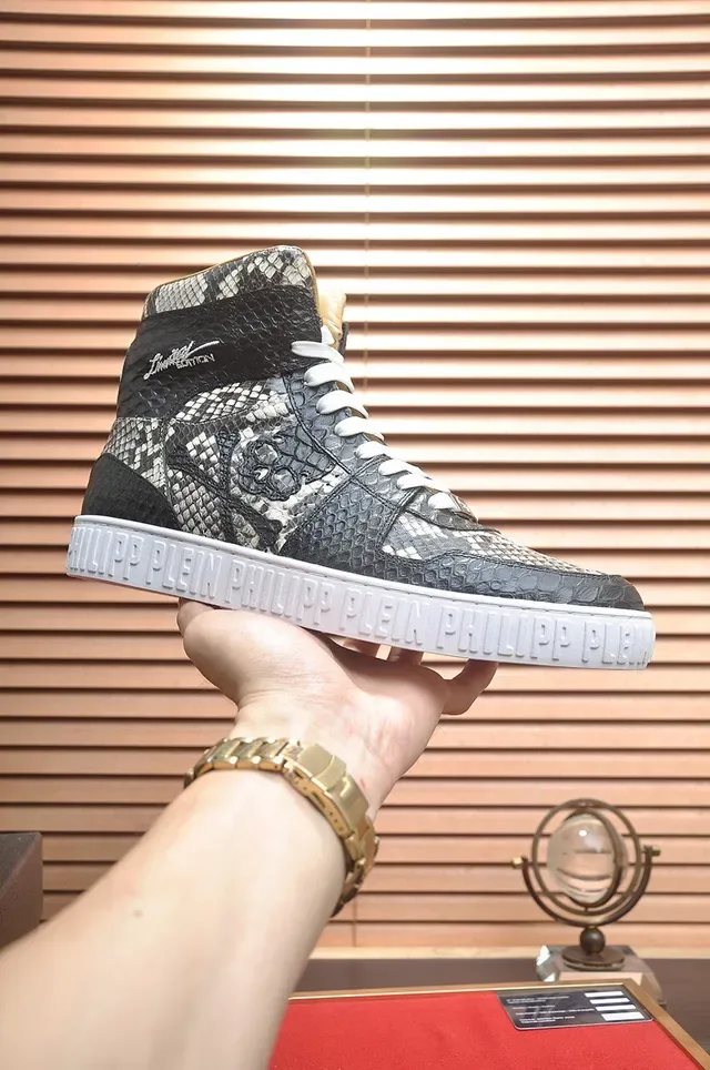 Philipp Plein हाई टॉप स्नेकस्किन प्रिंट स्कल मोटिफ लाइफस्टाइल स्नीकर 2