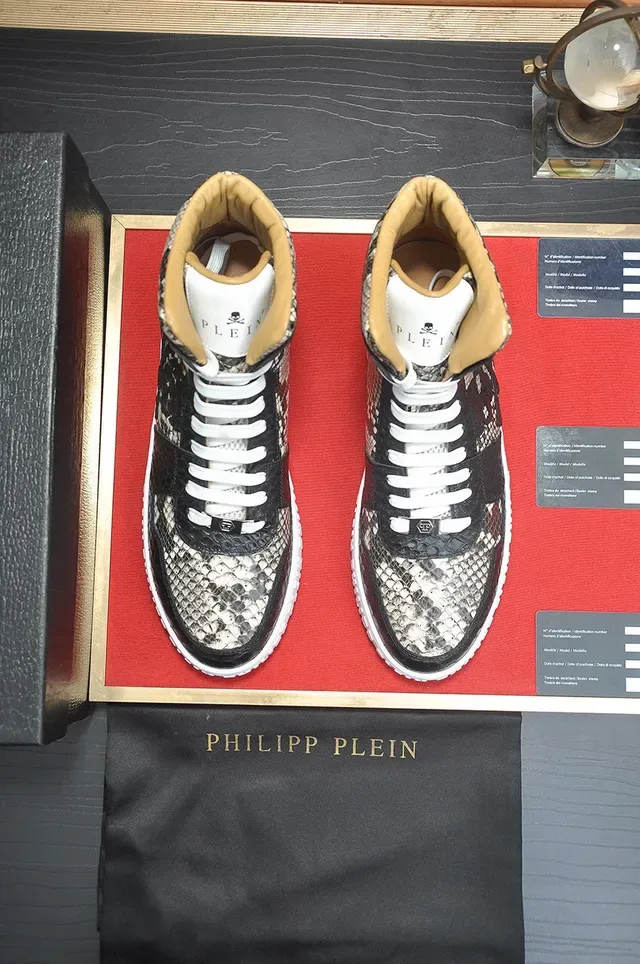 Philipp Plein हाई टॉप स्नेकस्किन प्रिंट स्कल मोटिफ लाइफस्टाइल स्नीकर 3