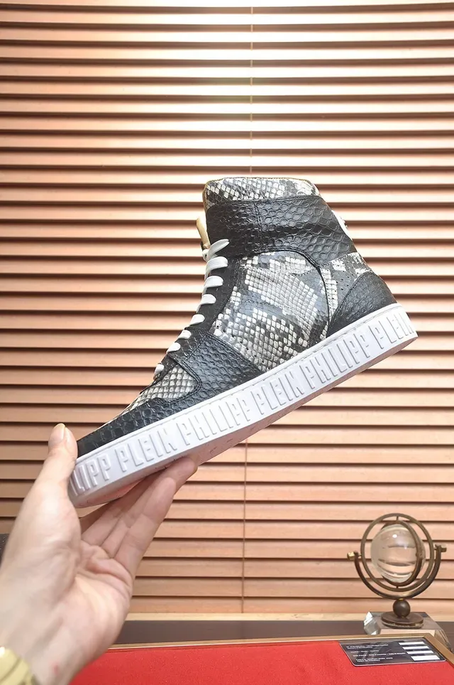 Philipp Plein हाई टॉप स्नेकस्किन प्रिंट स्कल मोटिफ लाइफस्टाइल स्नीकर 5