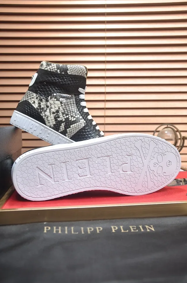 Philipp Plein हाई टॉप स्नेकस्किन प्रिंट स्कल मोटिफ लाइफस्टाइल स्नीकर 7