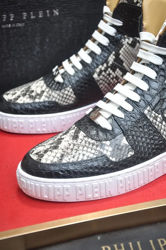 Philipp Plein हाई टॉप स्नेकस्किन प्रिंट स्कल मोटिफ लाइफस्टाइल स्नीकर 8
