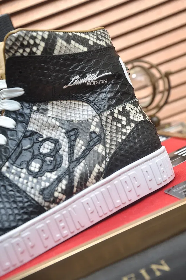 Philipp Plein हाई टॉप स्नेकस्किन प्रिंट स्कल मोटिफ लाइफस्टाइल स्नीकर 9
