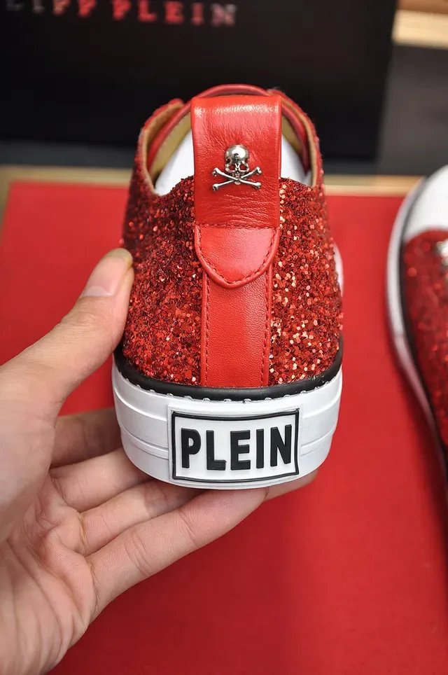 Philipp Plein Mega Star Tênis Lifestyle com Glitter Vermelho e Bico Branco 2
