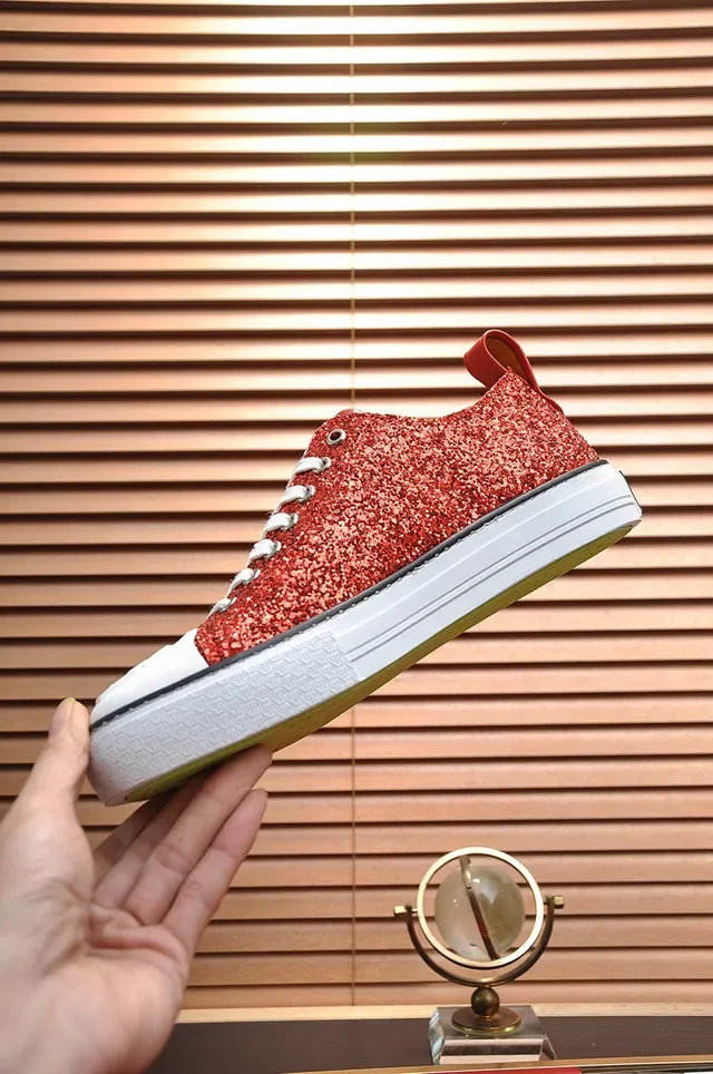 Philipp Plein Mega Star Tênis Lifestyle com Glitter Vermelho e Bico Branco 6