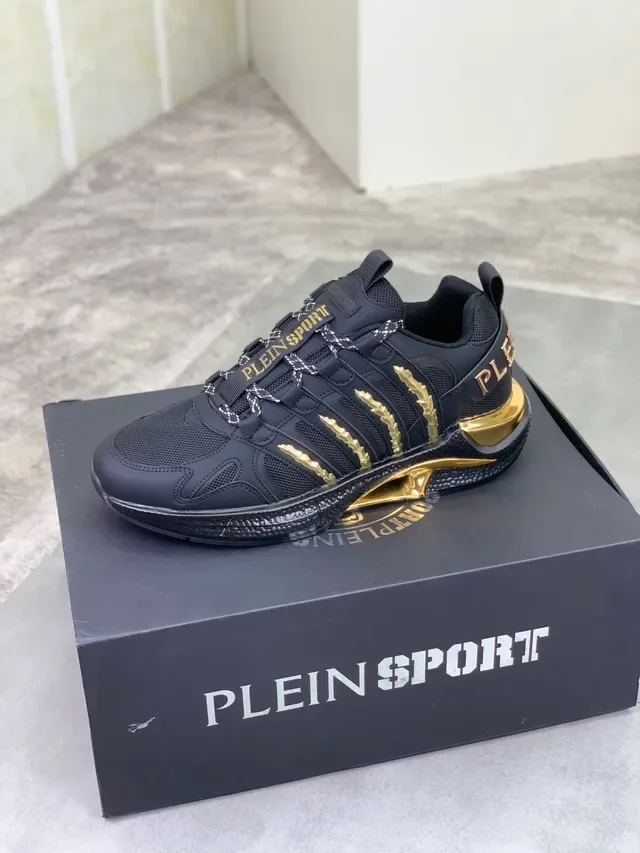 Philipp Plein Plein Sport أسود وذهبي أسلوب حياة سنيكرز 4