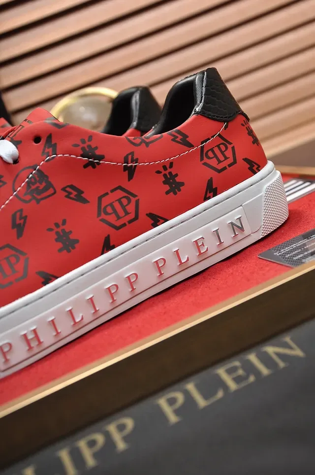 Philipp Plein Red Black Low-Top Platform Sole Lifestyle Sneakers 2