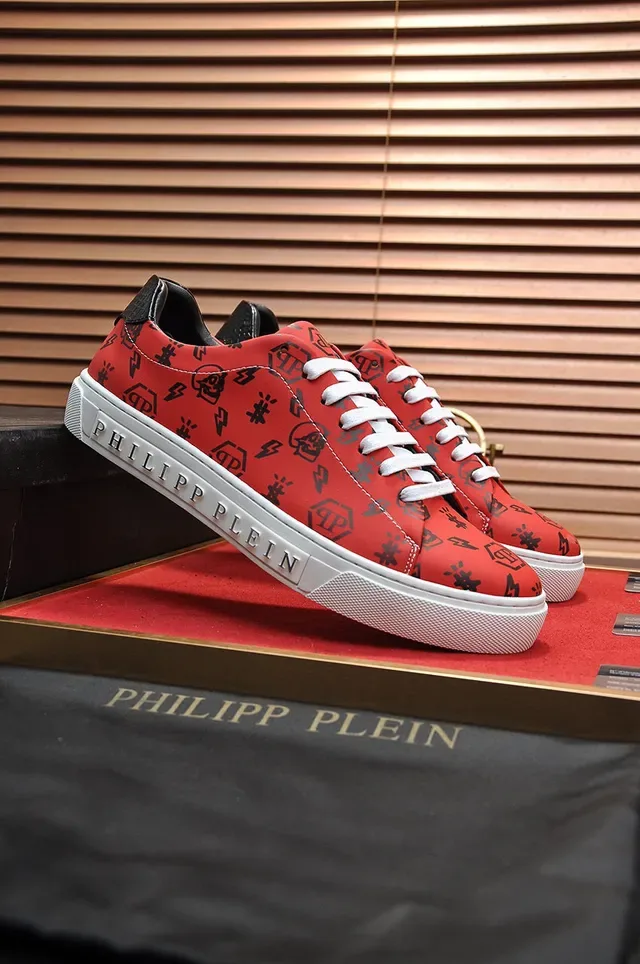 Philipp Plein Red Black Low-Top Platform Sole Lifestyle Sneakers 3