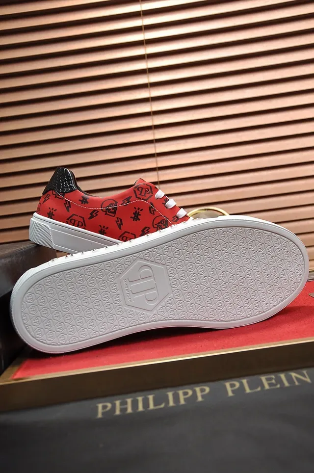Philipp Plein Red Black Low-Top Platform Sole Lifestyle Sneakers 5