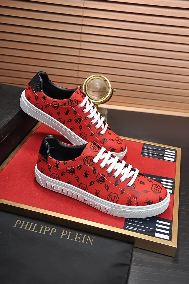 Philipp Plein Red Black Low-Top Platform Sole Lifestyle Sneakers 6