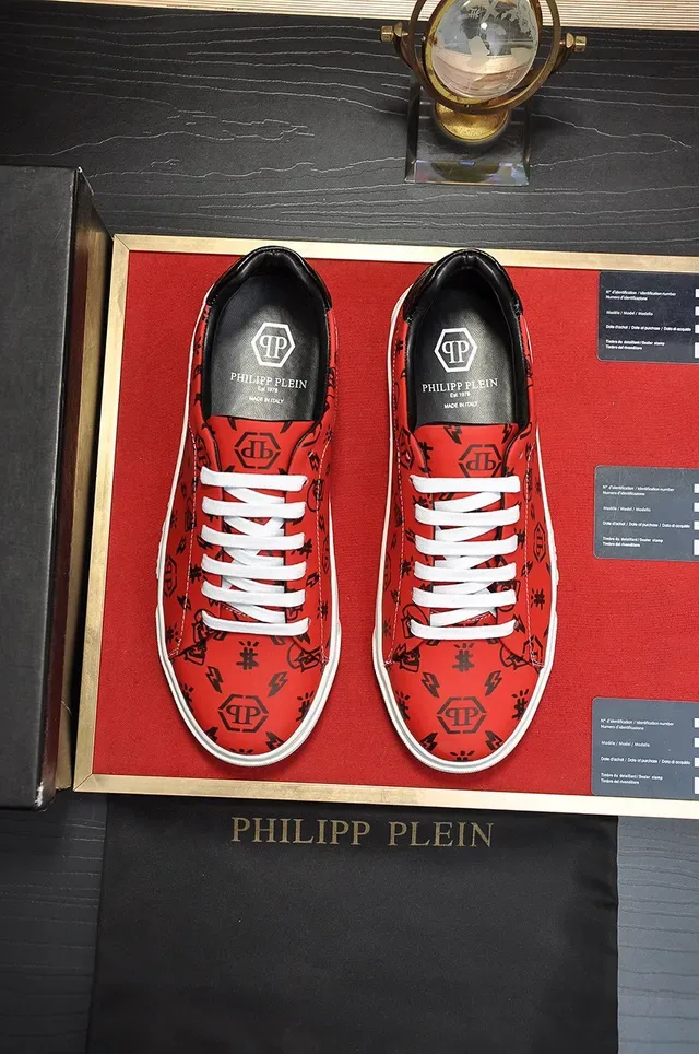 Philipp Plein Red Black Low-Top Platform Sole Lifestyle Sneakers 9