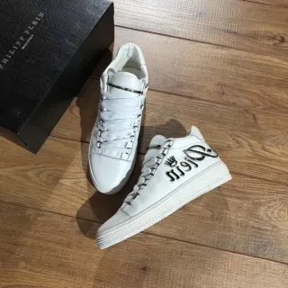 Philipp Plein Rockstar सफेद चमड़े का प्लेटफॉर्म लाइफस्टाइल स्नीकर