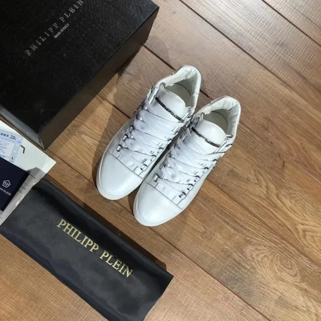 Philipp Plein Rockstar सफेद चमड़े का प्लेटफॉर्म लाइफस्टाइल स्नीकर 4