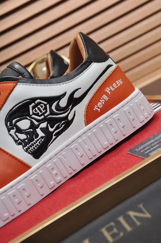 Philipp Plein Skull Graphic Orange White Black Lifestyle Sneakers 3