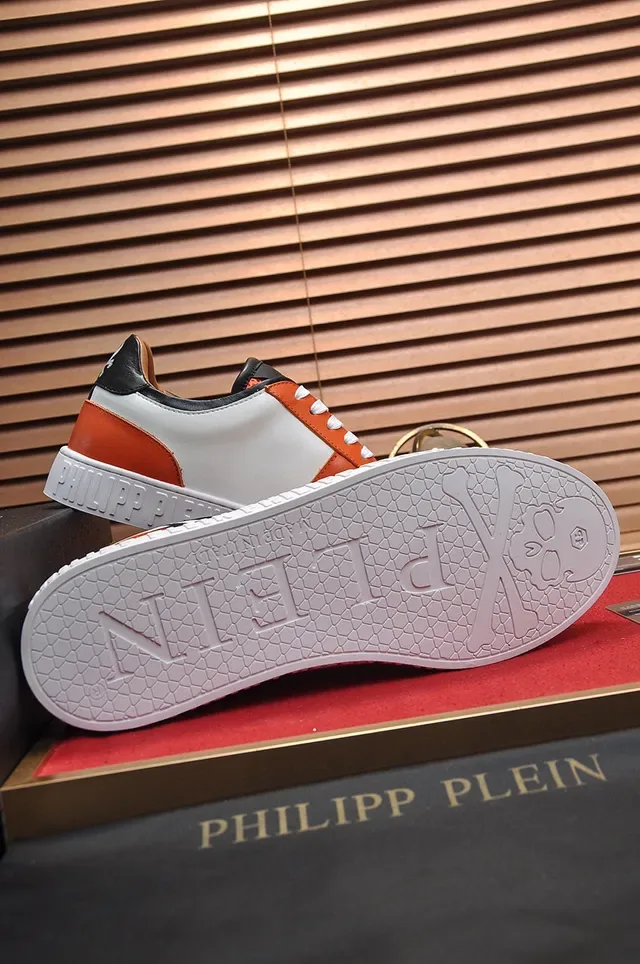 Philipp Plein Skull Graphic Orange White Black Lifestyle Sneakers 4