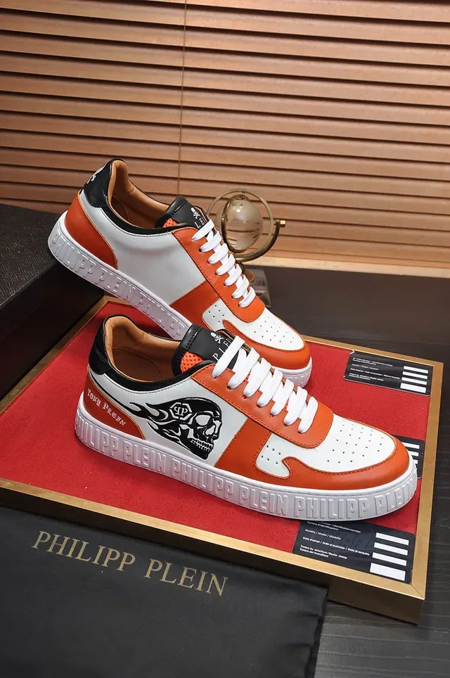Philipp Plein Skull Graphic Orange White Black Lifestyle Sneakers 5