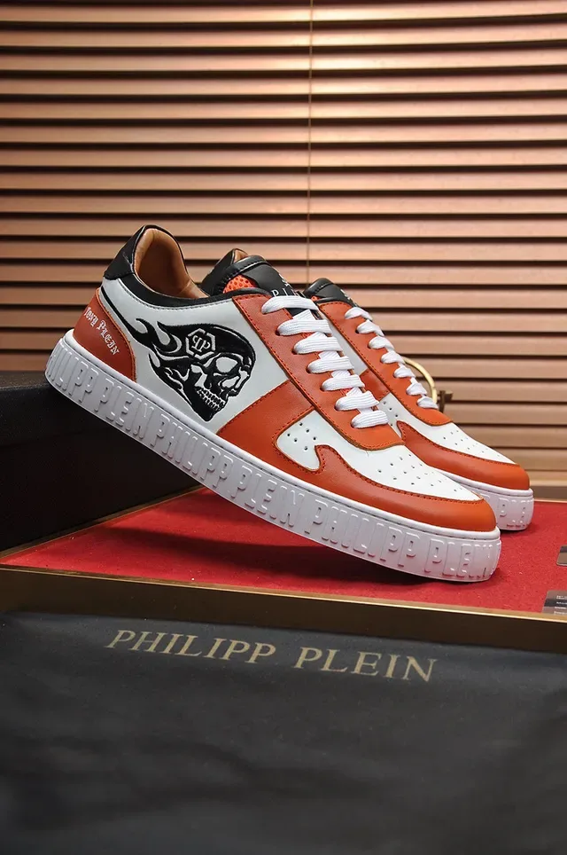 Philipp Plein Skull Graphic Orange White Black Lifestyle Sneakers 7