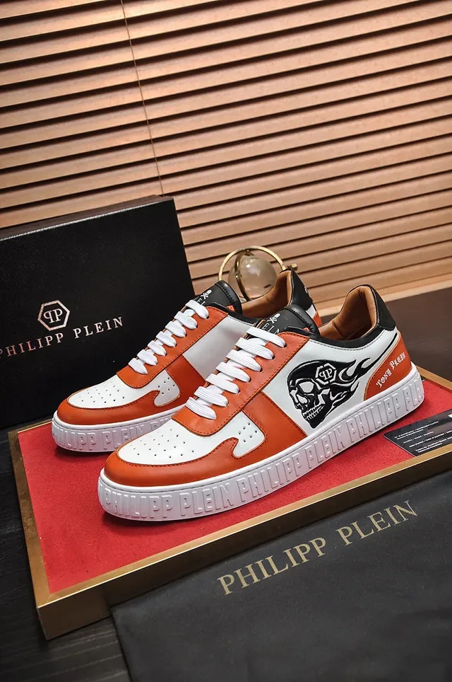 Philipp Plein Skull Graphic Orange White Black Lifestyle Sneakers 8
