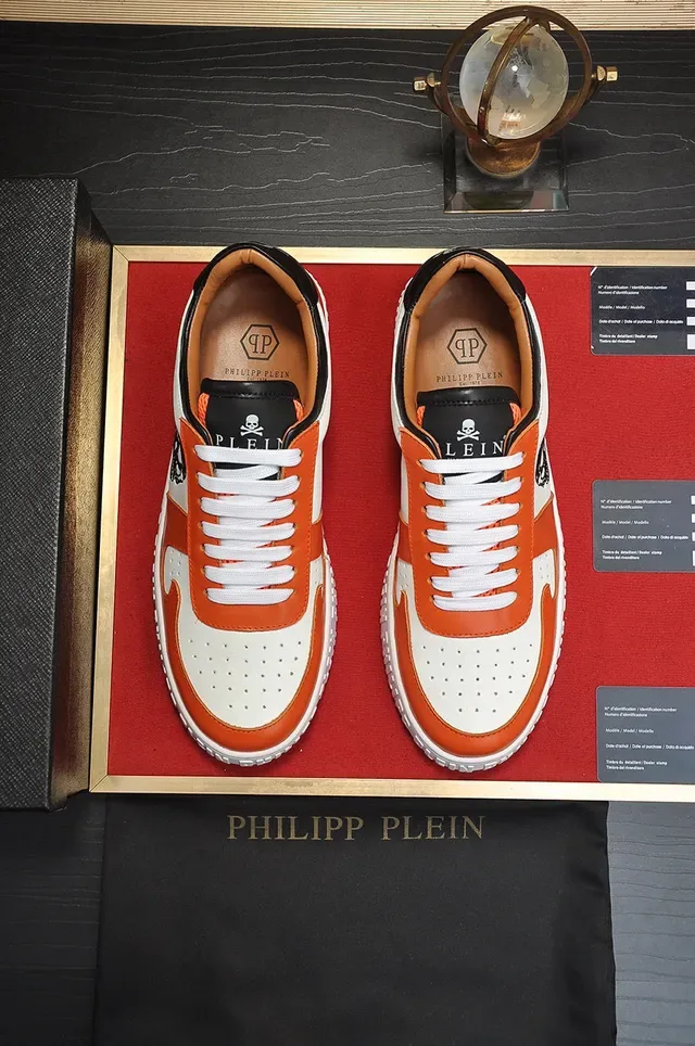 Philipp Plein Skull Graphic Orange White Black Lifestyle Sneakers 9