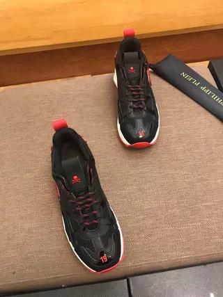 Philipp Plein Skull Logo Black Red White Chunky Sneakers 4