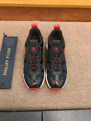 Philipp Plein Skull Logo Black Red White Chunky Sneakers 7