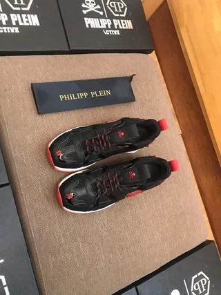 Philipp Plein Skull Logo Black Red White Chunky Sneakers 8