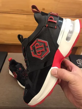 Philipp Plein Skull Logo Black Red White Chunky Sneakers 9