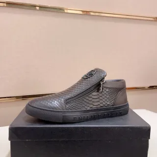 Philipp Plein Snake-Embossed Zipper High-Top Sneaker