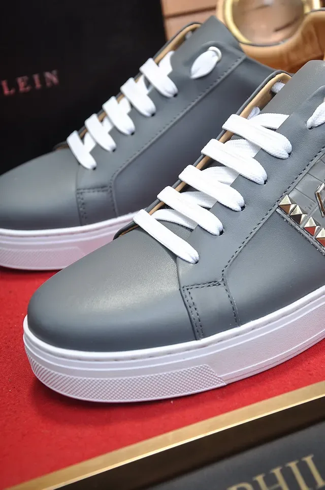 Philipp Plein গ্রে লেদার লাইফস্টাইল স্টাডড স্নিকার্স 3