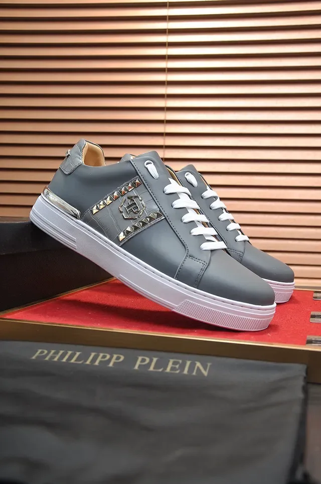 Philipp Plein গ্রে লেদার লাইফস্টাইল স্টাডড স্নিকার্স 8