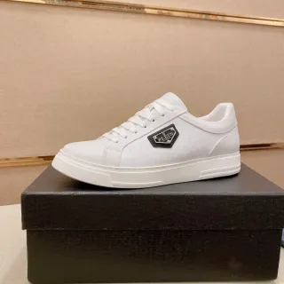 Philipp Plein White Croc-Embossed Shield Logo Lifestyle Sneaker