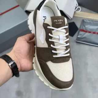 Prada Beige and Brown Mesh Suede Chunky Sneakers