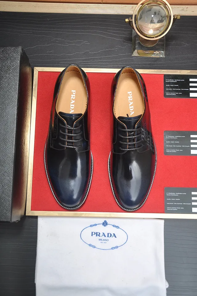 Prada Black Brown Glossy Patent Leather Cap-Toe Oxford Shoes 5