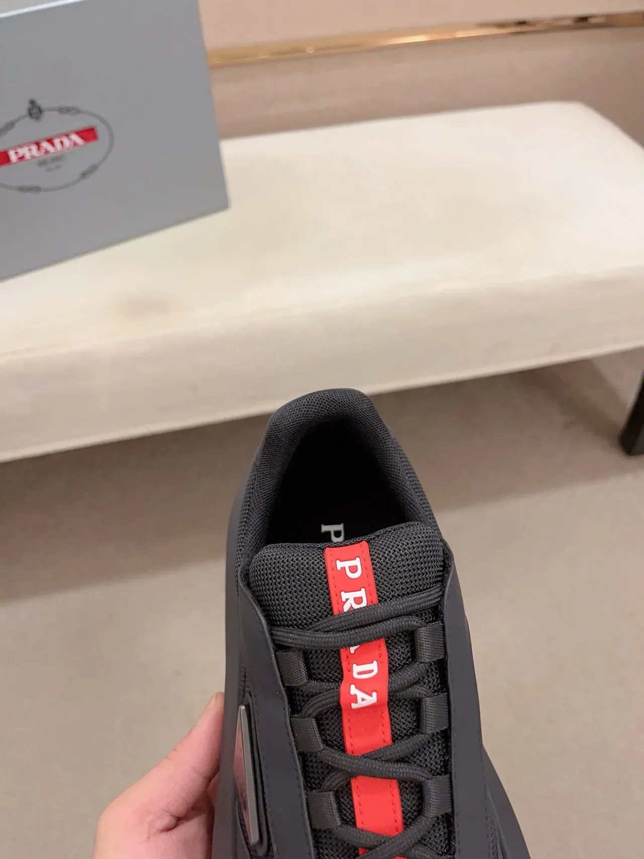 Prada Cloudbust Black and Red Chunky Sneakers 5