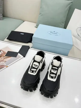 Prada Cloudbust Black and White Quilted Chunky Sneakers 2