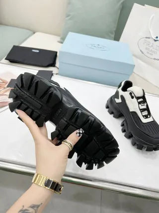 Prada Cloudbust Black and White Quilted Chunky Sneakers 3