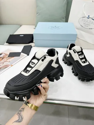 Prada Cloudbust Black and White Quilted Chunky Sneakers 5