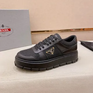 Prada Cloudbust Black Mesh and Leather Platform Lifestyle Sneakers