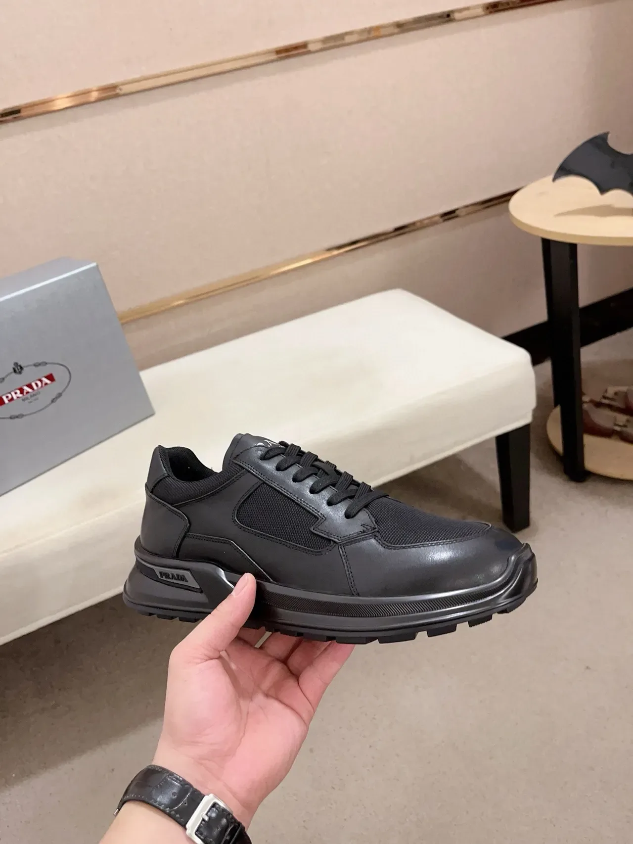 Prada Cloudbust Black Mixed-Material Lifestyle Sneakers 5