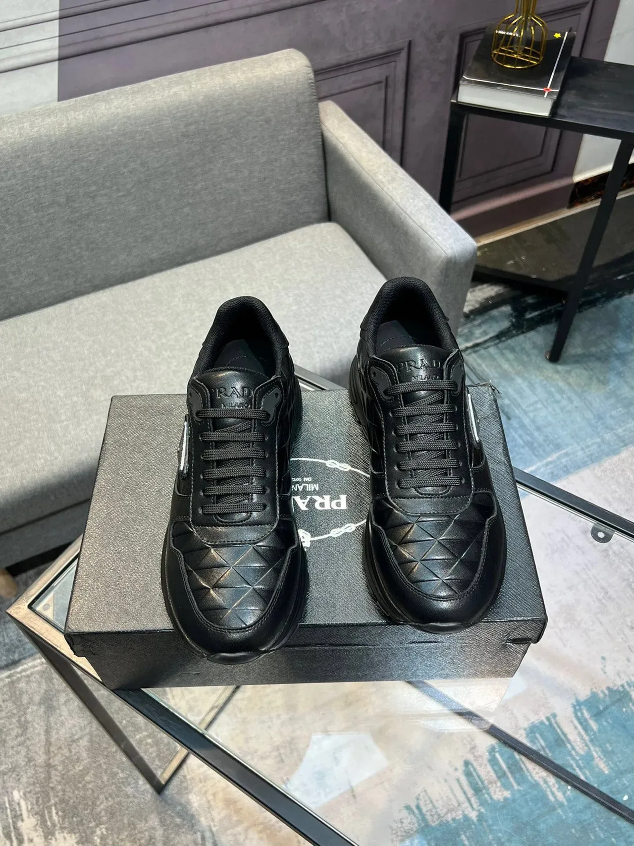 Prada Cloudbust Black Quilted Leather Lifestyle Sneakers 5