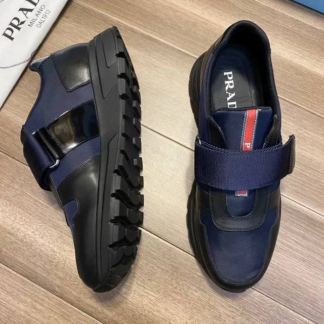 Prada Cloudbust Navy Army Green Laceless Slip-On Dual-Strap Closure Lifestyle Sneakers 2