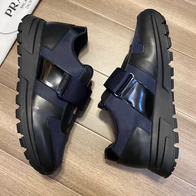 Prada Cloudbust Navy Army Green Laceless Slip-On Dual-Strap Closure Lifestyle Sneakers 3