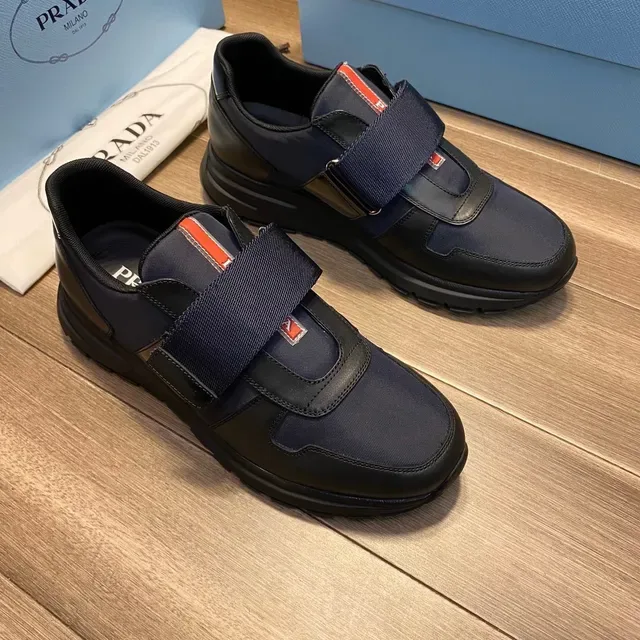Prada Cloudbust Navy Army Green Laceless Slip-On Dual-Strap Closure Lifestyle Sneakers 5
