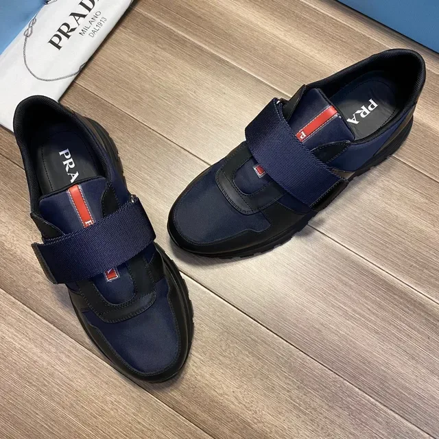 Prada Cloudbust Navy Army Green Laceless Slip-On Dual-Strap Closure Lifestyle Sneakers 6